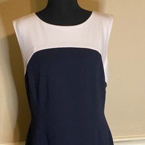 Tommy Hilfiger Navy Blue and White Sleeveless Dress